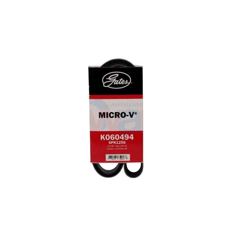 BANDA MICRO-V GATES RAV4 2.5L L4 2009-2017 KIA RIO 1.6L 2017-2020 ACCENT 1.6L 2017-2020,COLOR NEGRO,ANCHO 21MM LONGITUD  1256MM,